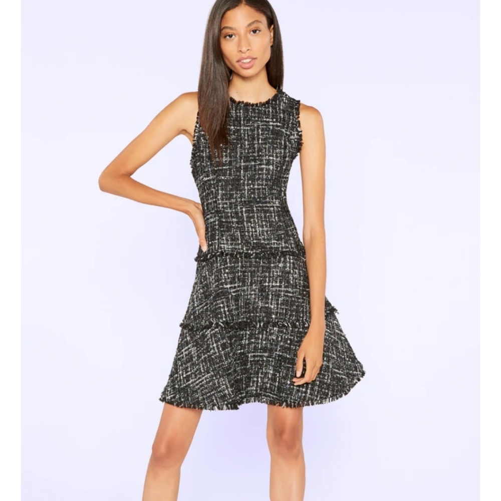 LIKELY TIERED EMBELLISHED TWEED A-LINE IN MULTI-COLOR DRESS SIZE 6